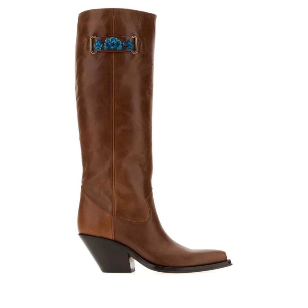 Chloe Women Brown Leather Azelan Boots
